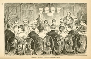 “Marm Mandelbaum’s Dinner Party” and portrait of “Mother Mandelbaum,” from George Washington Walling. Recollections of a New York Chief of Police. New York: Caxton Book Concern, 1887.